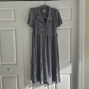 Vintage Gingham Button Down Dress Women's 10 Back Cinch J.B.S LTD Summer Dress